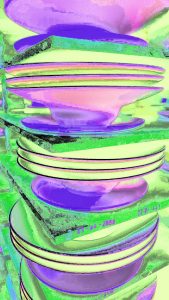 Manufakturen-Blog-PopArt-Projekt: Teller IV, zitronengelb (Foto: Wigmar Bressel) - basierend auf einem Foto von Pastatellern in der Produktion der niedersächsischen Porzellanmanufaktur Fürstenberg