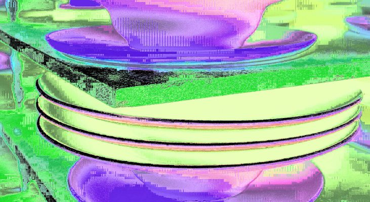 Manufakturen-Blog-PopArt-Projekt: Teller IV, zitronengelb (Foto: Wigmar Bressel) - basierend auf einem Foto von Pastatellern in der Produktion der niedersächsischen Porzellanmanufaktur Fürstenberg