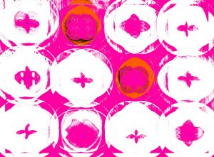 Manufakturen-Blog-PopArt-Projekt: Teller VIII (Fahnen), quer 'Himbeertraum' (Foto: Wigmar Bressel) - basierend auf einem Foto von Kathrin Ritzi-Schaufelberger von Tellern des eidgenössischen Ritziporzellan aus Kradolf