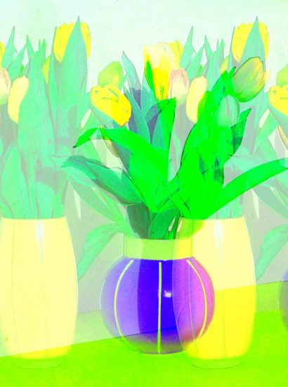 Manufakturen-Blog-PopArt-Projekt: Vasen IV, gelb / blau (Foto: Wigmar Bressel) Independent-Keramik Tanja Möwis Bremen Wulwesstraße 12