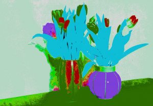 Manufakturen-Blog-PopArt-Projekt: Vasen II, blassgrün (Foto: Wigmar Bressel) - basierend auf einem Foto von Bechern aus Feinsteinzeug der Independent-Keramikerin Tanja Möwis in Bremen Wulwesstraße 12