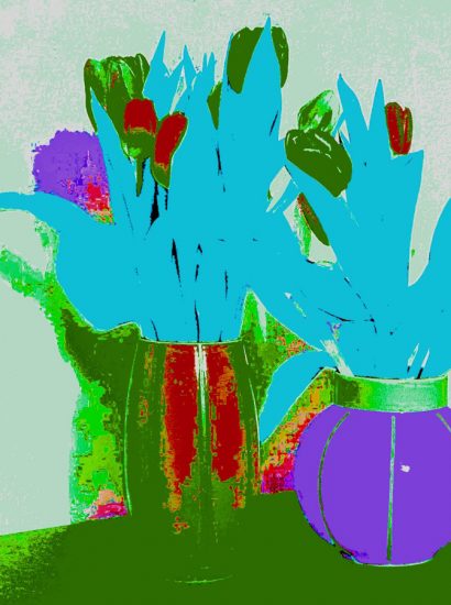 Manufakturen-Blog-PopArt-Projekt: Vasen II, blassgrün (Foto: Wigmar Bressel) - basierend auf einem Foto von Bechern aus Feinsteinzeug der Independent-Keramikerin Tanja Möwis in Bremen Wulwesstraße 12