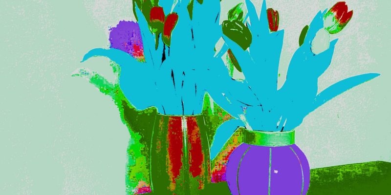 Manufakturen-Blog-PopArt-Projekt: Vasen II, blassgrün (Foto: Wigmar Bressel) - basierend auf einem Foto von Bechern aus Feinsteinzeug der Independent-Keramikerin Tanja Möwis in Bremen Wulwesstraße 12