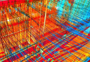 Manufakturen-Blog-PopArt-Projekt: Webstuhl, zinnoberrot (Foto: Wigmar Bressel) Webmanufaktur Maike Weyrich Hamburg Bergedorf