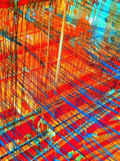 Manufakturen-Blog-PopArt-Projekt: Webstuhl, zinnoberrot (Foto: Wigmar Bressel) Webmanufaktur Maike Weyrich Hamburg Bergedorf