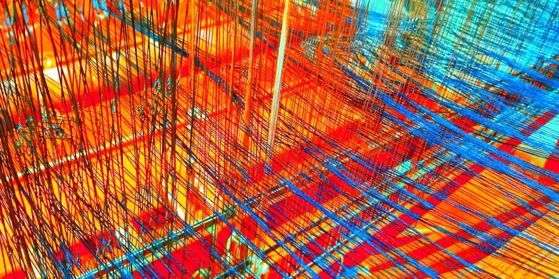 Manufakturen-Blog-PopArt-Projekt: Webstuhl, zinnoberrot (Foto: Wigmar Bressel) Webmanufaktur Maike Weyrich Hamburg Bergedorf