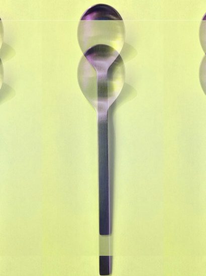 Manufakturen-Blog-PopArt-Projekt: Löffel I, zitronengelb (Foto: Wigmar Bressel) - basierend auf einem Foto von Kaffeelöffeln der Serie 'mono a' von Peter Raacke aus der Stahlwarenmanufaktur Mono in Mettmann