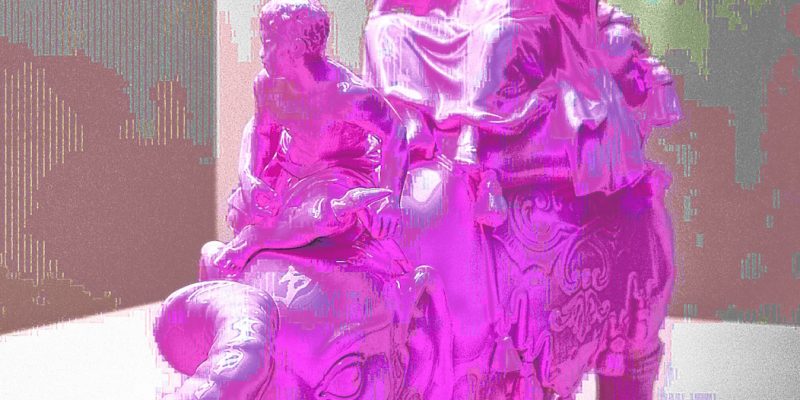 Manufakturen-Blog-PopArt-Projekt: Skulptur V, pink (Foto: Wigmar Bressel) - basierend auf einem Foto im Grassi-Museum für angewandte Kunst in Leipzig von der Plastik 'Herrscherin auf Elefant (Allegorie des Erdteils Asien)' aus der Porzellanmanufaktur Meissen von Kaendler aus dem Jahr 1745 (Nachfertigung aus dem Jahr 1983, im Eigentum der Bundesrepublik Deutschland)