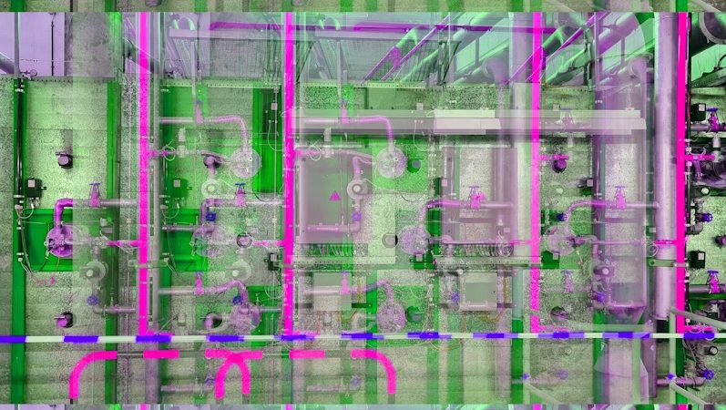 Manufakturen-Blog-PopArt-Projekt: Elektroverteilung IV (Brennofen) dreifach, pink / grün (Foto: Wigmar Bressel) - basierend auf einem Foto am Brennofen in der Produktion der Porzellanmanufaktur Fürstenberg