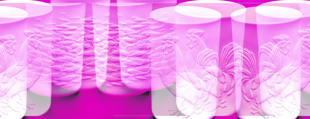 Manufakturen-Blog-PopArt-Projekt: Becher III, pink (Foto: Wigmar Bressel) - basierend auf einem Foto von doppelwandigen Bechern der Serie 'Touché - La Mer' der Porzellanmanufaktur Fürstenberg