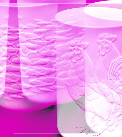 Manufakturen-Blog-PopArt-Projekt: Becher III, pink (Foto: Wigmar Bressel) - basierend auf einem Foto von doppelwandigen Bechern der Serie 'Touché - La Mer' der Porzellanmanufaktur Fürstenberg