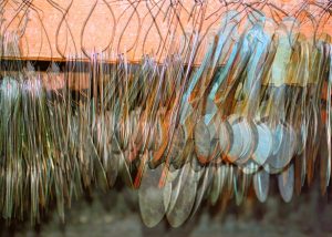 Manufakturen-Blog-PopArt-Projekt: Schablonen, lachsfarben (Foto: Wigmar Bressel) - basierend auf einem Foto im Werkzeugbau der Besteckmanufaktur von Koch & Bergfeld in der Bremer Neustadt