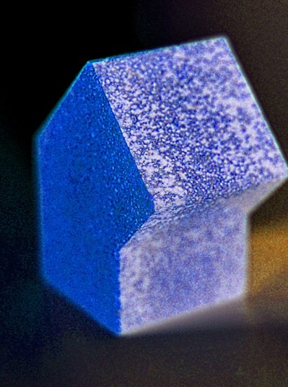 Manufakturen-Blog-PopArt-Projekt: Springer, blau (Foto: Wigmar Bressel) - basierend auf einem Foto von aneinandergereihten Ankersteinen aus der gleichnamigen System-Baukasten-Manufaktur im thüringischen Rudolstadt