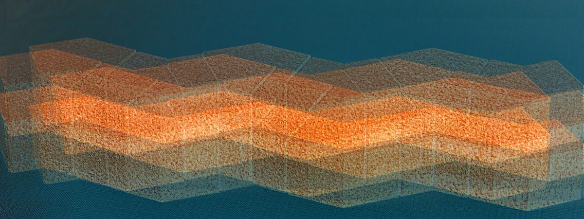 Manufakturen-Blog-PopArt-Projekt: Ankerstein (Die Schlange) II, ocker (Foto: Wigmar Bressel) - basierend auf einem Foto von aneinandergereihten Ankersteinen aus der gleichnamigen System-Baukasten-Manufaktur im thüringischen Rudolstadt