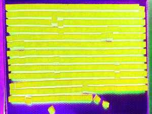 Manufakturen-Blog-PopArt-Projekt: Stein, gelb (Foto: Wigmar Bressel) - basierend auf einem Foto von aneinandergereihten Ankersteinen aus der gleichnamigen System-Baukasten-Manufaktur im thüringischen Rudolstadt