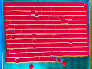 Manufakturen-Blog-PopArt-Projekt: Stein, rot (Foto: Wigmar Bressel) - basierend auf einem Foto von aneinandergereihten Ankersteinen aus der gleichnamigen System-Baukasten-Manufaktur im thüringischen Rudolstadt