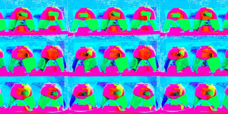 Manufakturen-Blog-PopArt-Projekt: Hemdkragen dreifach, neongrün (Foto: Wigmar Bressel) - basierend auf einem Foto von Martin Specht in der Hemdenmanufaktur Campe & Ohff im hessischen Lauterbach