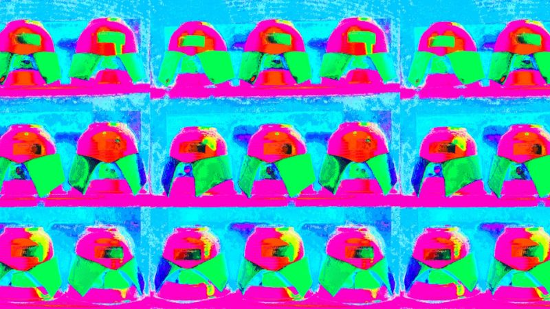 Manufakturen-Blog-PopArt-Projekt: Hemdkragen dreifach, neongrün (Foto: Wigmar Bressel) - basierend auf einem Foto von Martin Specht in der Hemdenmanufaktur Campe & Ohff im hessischen Lauterbach