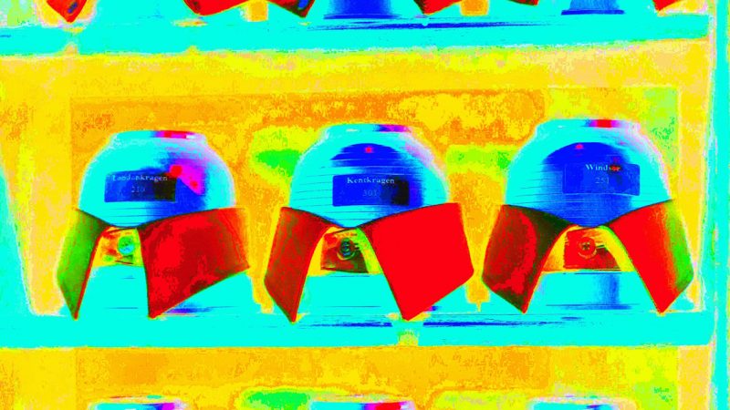 Manufakturen-Blog-PopArt-Projekt: Hemdkragen, rot (Foto: Wigmar Bressel) - basierend auf einem Foto von Martin Specht im Showroom der Lauterbacher Hemdenmanufaktur von Campe & Ohff im hessischen Lauterbach