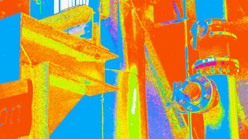 Manufakturen-Blog-PopArt-Projekt: Formen Strukturen, bunt I (Foto: Wigmar Bressel) - basierend auf einem Foto in der Dorotheenhütte in Wolfach im Schwarzwald - die Abluftanlage der Glasöfen