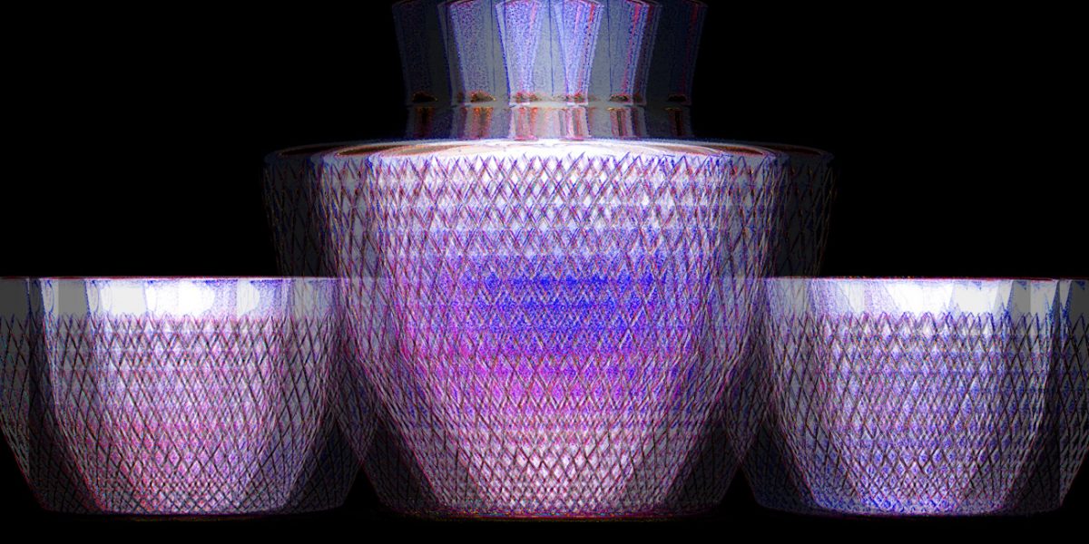 Manufakturen-Blog-PopArt-Projekt: Whisky Tumbler & Karaffe, lila (Foto: Wigmar Bressel) - basierend auf einem Foto der Glasmanufaktur Dorotheenhütte in Wolfach im Schwarzwald