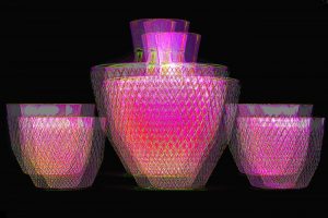 Manufakturen-Blog-PopArt-Projekt: Whisky Tumbler & Karaffe II, violett (Foto: Wigmar Bressel) - basierend auf einem Foto der Glasmanufaktur Dorotheenhütte in Wolfach im Schwarzwald