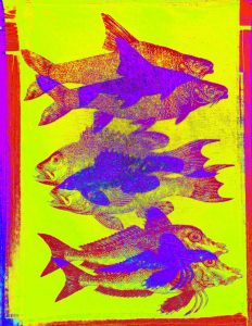 Manufakturen-Blog-PopArt-Projekt: Fische, gelb (Foto: Wigmar Bressel) - basierend auf einem Foto eines Geschirrtuchs aus der Siebdruckerei Frohstoff in Hamburg