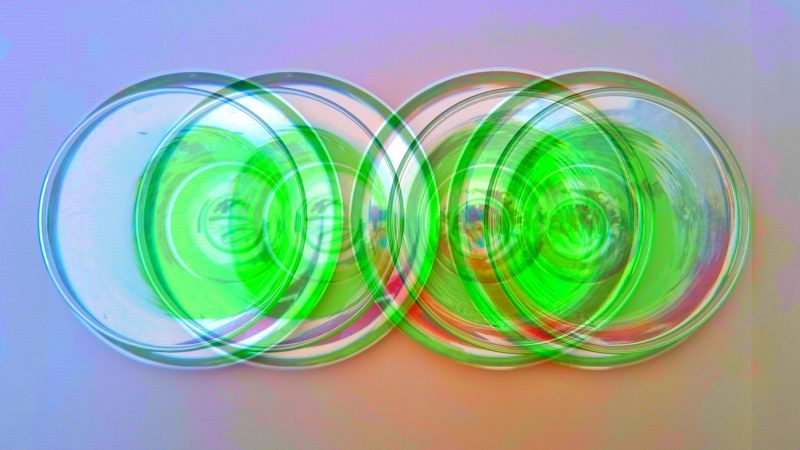 Manufakturen-Blog-PopArt-Projekt: Gläser IV, neongrün (Foto: Wigmar Bressel) - basierend auf einem Foto von 'Goethes Wasserglas' aus seinem Wohnhaus am Frauenplan in Weimar; dort stand es in einer Vitrine - vermutlich hatte er es von einer Reise nach Böhmen um das Jahr 1815 mitgebracht. Diese Gläser wurden als sog. 'Waldglas' von der Elias-Farbglashütte in Laucha nachgefertigt. Sie stehen auf silbernen Gläsertellern aus der Korpuswerkstatt von Koch & Bergfeld aus Bremen.