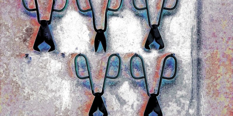 Manufakturen-Blog-PopArt-Projekt: Scheren I, schwarz / grau / rot (Foto: Wigmar Bressel) - basierend auf einem Foto aus der Ofenhalle der Glasmanufaktur Harzkristall in Derenburg am Nordharz-Rand...