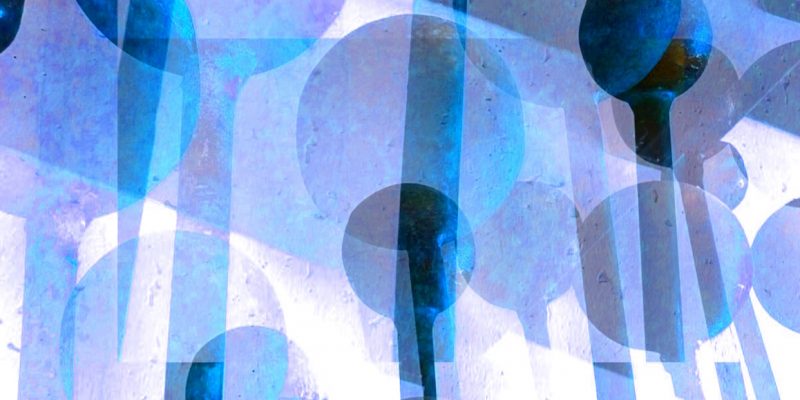 Manufakturen-Blog-PopArt-Projekt: Stahlformen II, blau / flieder (Foto: Wigmar Bressel) - basierend auf einem Foto in der Ofenhalle der Glasmanufaktur Harzkristall in Derenburg am Nordharz-Rand...