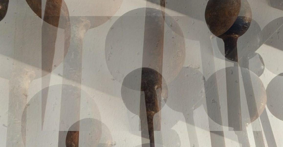 Manufakturen-Blog-PopArt-Projekt: Stahlformen II, braun / creme (Foto: Wigmar Bressel) - basierend auf einem Foto in der Ofenhalle der Glasmanufaktur Harzkristall in Derenburg am Nordharz-Rand...