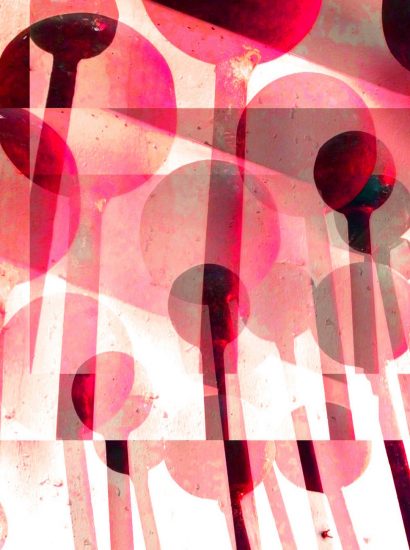 Manufakturen-Blog-PopArt-Projekt: Stahlformen II, rot / johannisbeerrot (Foto: Wigmar Bressel) - basierend auf einem Foto in der Ofenhalle der Glasmanufaktur Harzkristall in Derenburg am Nordharz-Rand...