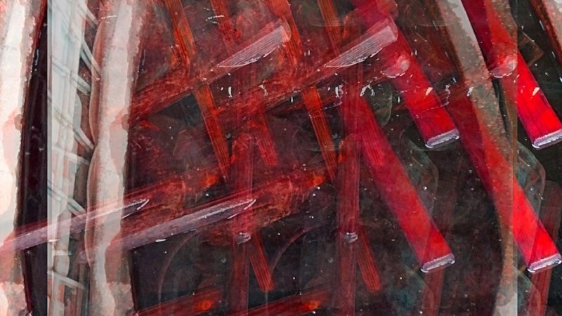 Manufakturen-Blog-PopArt-Projekt: Wässern I, weiß / rot (Foto: Wigmar Bressel) - basierend auf einem Foto von Werkzeugen in der Glasmanufaktur Harzkristall im sachsen-anhaltinischen Derenburg