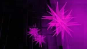 Manufakturen-Blog-PopArt-Projekt: Herrnhuter Sterne III, lila (Foto: Wigmar Bressel) - basierend auf einem Foto eines Herrnhuter Sterns im früheren Atelier der berühmten Dresdner Fotografin Evelyn Richter (1930 - 2021) in Neukirch/Lausitz... nicht weit entfernt von Herrnhut