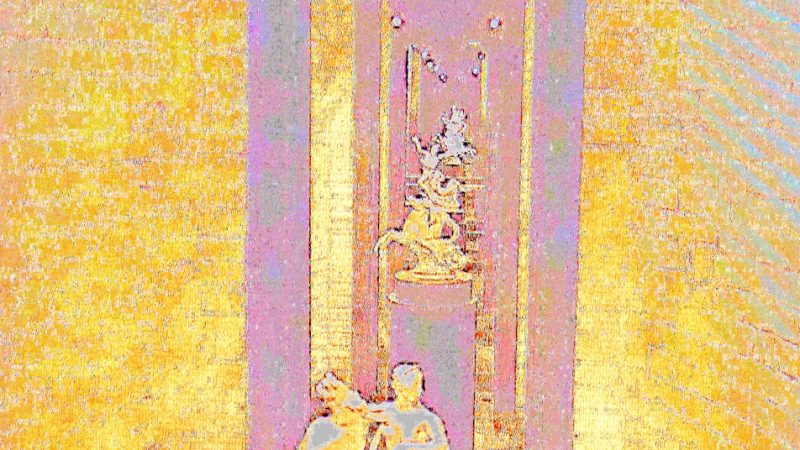 Manufakturen-Blog-PopArt-Projekt: Goldene Reiter (Foto: Wigmar Bressel) - basierend auf einem Foto von einer Installation im großen Brennofen in der historischen Ofenhalle der Königlichen Porzellanmanufaktur (KPM) in der Berliner Wegelystraße 1