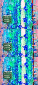 Manufakturen-Blog-PopArt-Projekt: Elektroverteilung III dreifach, lachs / blau / neongrün (Im Dschungel) (Foto: Wigmar Bressel) - basierend auf einem Foto in der Alten Poliererei der Silberwarenmanufaktur Koch & Bergfeld in der Bremer Neustadt