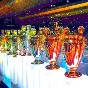 Manufakturen-Blog-PopArt-Projekt: "Silver & Gold" - UEFA Champions League Pokal (Foto: Wigmar Bressel) - basierend auf einem Foto des Pokals von Koch & Bergfeld in Bremen, fotografiert im Santiago-Bernabeu-Stadion in Madrid im Museum des Fußballclubs Real Madrid