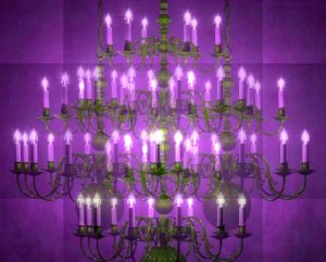 Manufakturen-Blog-PopArt-Projekt: Kronleuchter, lila II (Foto: Wigmar Bressel) - basierend auf einem Foto aus der LMW Leuchten Manufactur Wurzen im sächsischen Wurzen