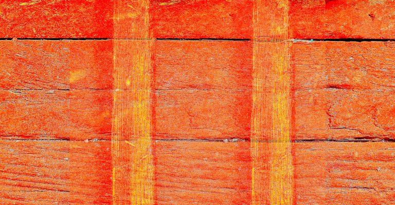 Manufakturen-Blog-PopArt-Projekt: Hammer II ("Die zwei Hämmer"), orange (Foto: Wigmar Bressel) - basierend auf einem Foto in der Werkstatt der Leinenweberei Hoffmann in Neukirch in der Oberlausitz