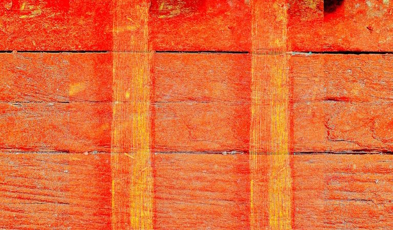 Manufakturen-Blog-PopArt-Projekt: Hammer II ("Die zwei Hämmer"), orange (Foto: Wigmar Bressel) - basierend auf einem Foto in der Werkstatt der Leinenweberei Hoffmann in Neukirch in der Oberlausitz