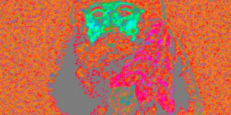 Manufakturen-Blog-PopArt-Projekt: Weihnachtsmann, orange (Foto: Wigmar Bressel) - basierend auf einem Foto eines historischen Weihnachtsbaum-Anhängers aus der Papiermaché-Manufaktur Marolin aus Steinach im thüringischen Schiefergebirge