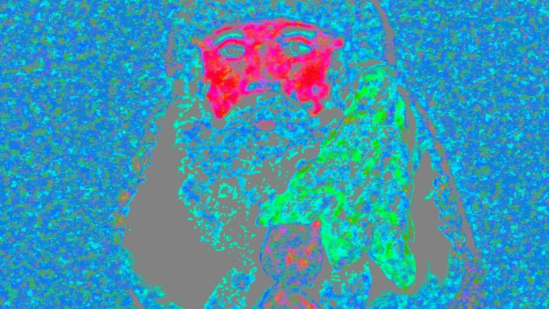 Manufakturen-Blog-PopArt-Projekt: Weihnachtsmann, blau II (Foto: Wigmar Bressel) - basierend auf einem Foto eines historischen Weihnachtsbaum-Anhängers aus der Papiermaché-Manufaktur Marolin aus Steinach im thüringischen Schiefergebirge