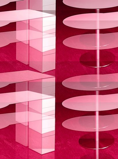 Manufakturen-Blog-PopArt-Projekt: Schreibtisch I, weiß / rot (Foto: Wigmar Bressel) - basierend auf einem Foto des Schreibtisches 'Denkplatz' aus HPL aus der Möbelmanufaktur Tamesis im sachsen-anhaltinischen Dessau-Roßlau