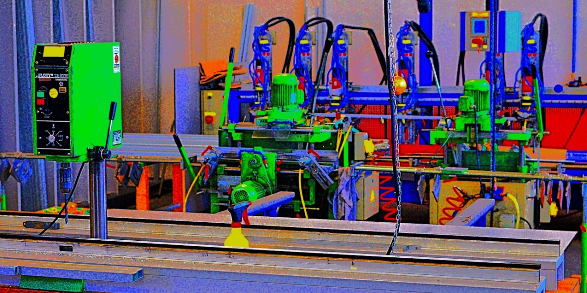 Manufakturen-Blog-PopArt-Projekt: Produktion V, neongrün (Foto: Wigmar Bressel) - basierend auf einem Foto im Zuschnitt in der Produktion der Trennwandbau Dessau im sachsen-anhaltinischen Dessau-Roßlau