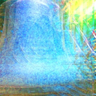 Manufakturen-Blog-PopArt-Projekt: Glocken I, hellblau (Foto: Wigmar Bressel) - basierend auf einem Foto der Hauptglocke des Europa-Carillons aus der Karlsruher Glocken- und Kunstgießerrei (heute: Glockengießerei Bachert) im Roten Turm in Halle an der Saale während der Aufnahme für das Audio-Logo des Manufakturen-Blogs