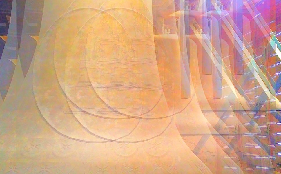 Manufakturen-Blog-PopArt-Projekt: Glocken I, golden (Foto: Wigmar Bressel) - basierend auf einem Foto der Hauptglocke des Europa-Carillons aus der Karlsruher Glocken- und Kunstgießerrei (heute: Glockengießerei Bachert) im Roten Turm in Halle an der Saale während der Aufnahme für das Audio-Logo des Manufakturen-Blogs