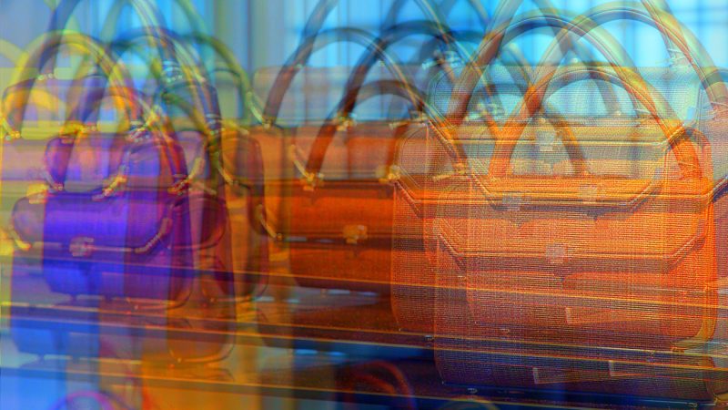 Manufakturen-Blog-PopArt-Projekt: Handtaschen I, orange (Foto: Wigmar Bressel) - basierend auf einem Foto von Martin Specht im Showroom der Handtaschenmanufaktur Comtesse in Obertshausen