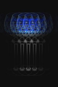 Manufakturen-Blog-PopArt-Projekt: Weinglas II, blau (Foto: Wigmar Bressel) - basierend auf inem Foto der Glasmanufaktur Dorotheenhütte in Wolfach/Schwarzwald von einem sog. 'Römer' - einem Weinglas nach historischem italienischen Vorbild - der Serie 'Toska'