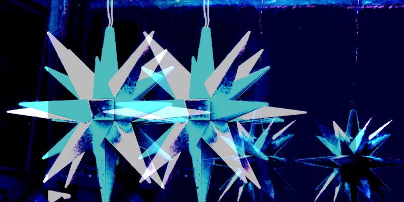 Manufakturen-Blog-PopArt-Projekt: Herrnhuter Sterne V, blau (Foto: Wigmar Bressel) - basierend auf einem Foto eines Herrnhuter Sterns aus der berühmten Manufaktur aus dem 18. Jahrhundert in Herrnhut