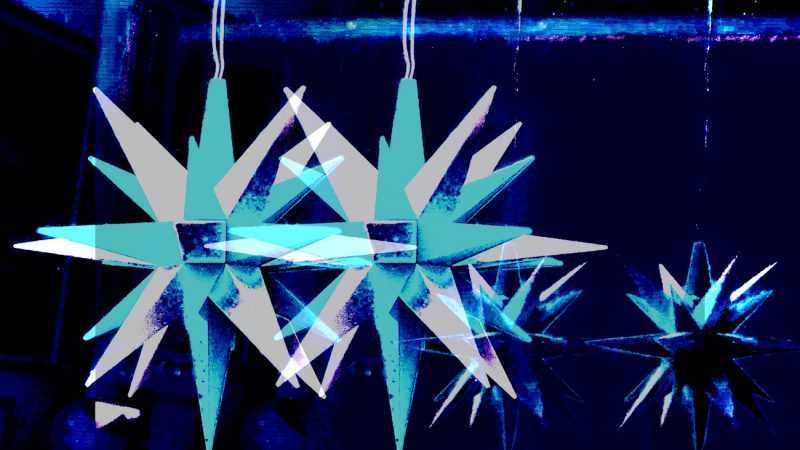 Manufakturen-Blog-PopArt-Projekt: Herrnhuter Sterne V, blau (Foto: Wigmar Bressel) - basierend auf einem Foto eines Herrnhuter Sterns aus der berühmten Manufaktur aus dem 18. Jahrhundert in Herrnhut